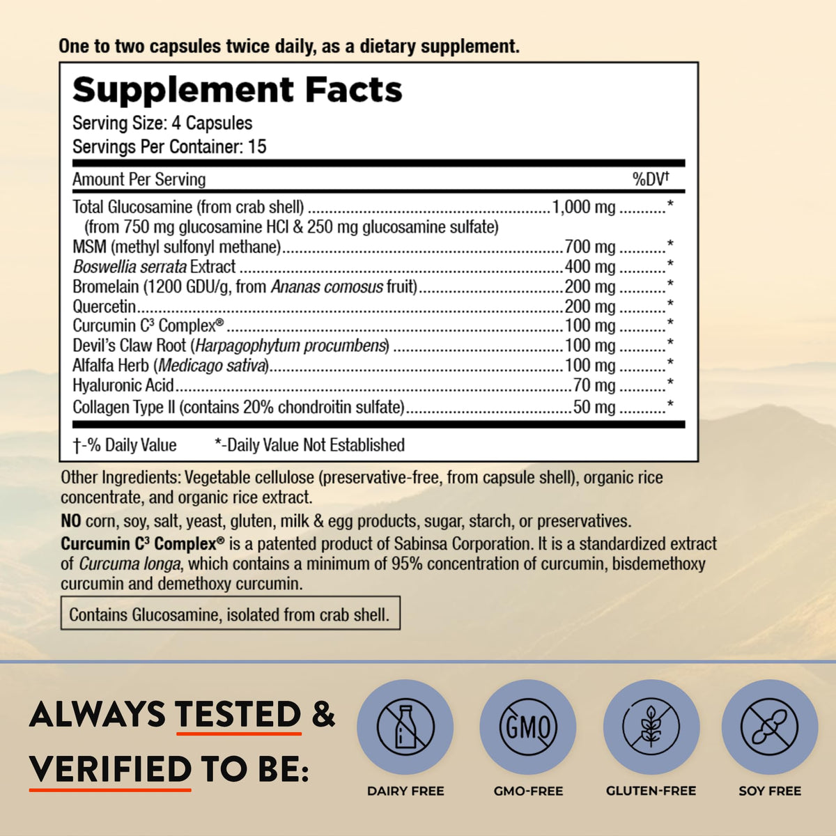 Mt. Angel Vitamins Joint Solution Advanced 60 Capsules side view