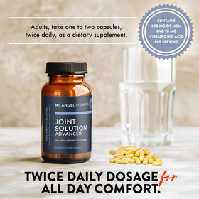 Mt. Angel Vitamins Joint Solution Advanced 60 Capsules with a measuring spoon