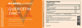 Mt. Angel Vitamins Zinc Quercetine 500mg capsules open bottle