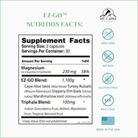 Mt. Capra EZ-Go Complément Alimentaire 30 Portions avec étiquette détaillée