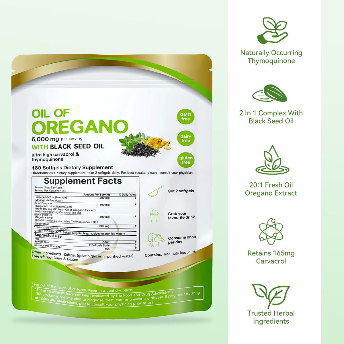 Mtmult Huile d'Origan 6000mg sachet fermé