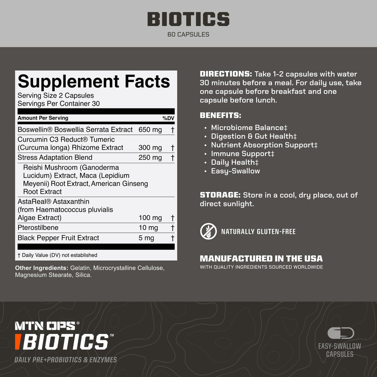 MTN OPS Biotics Complément Alimentaire 60 Capsules emballage