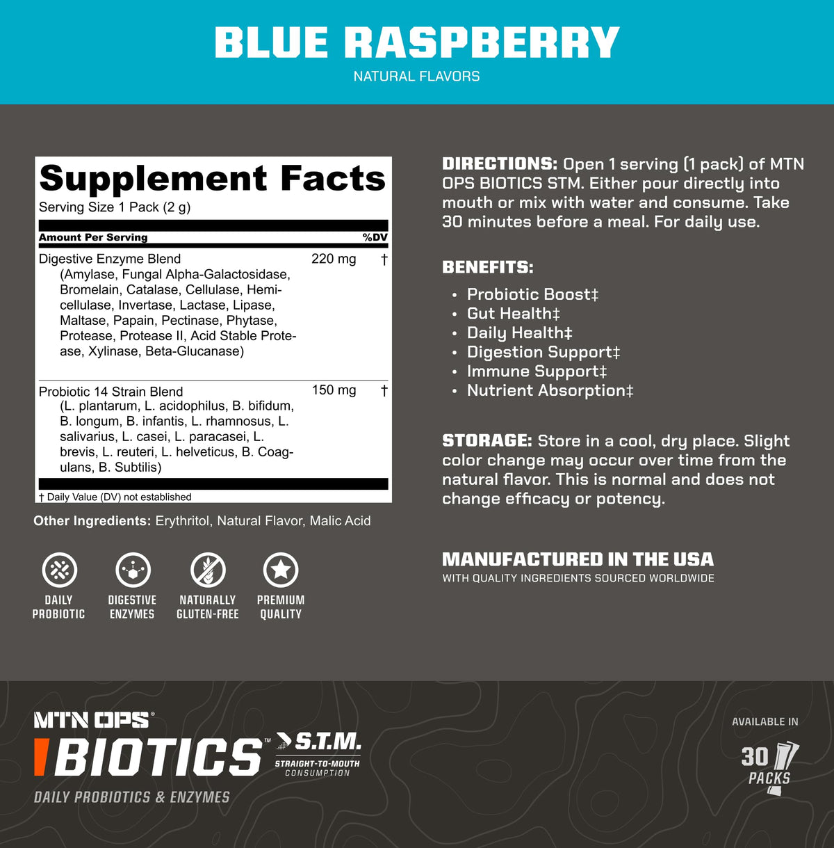 MTN OPS Biotics STM saveur Framboise bleue