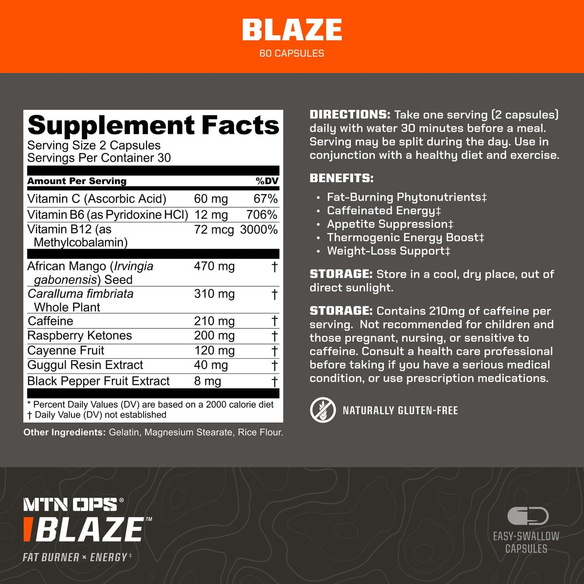 MTN OPS Blaze complément alimentaire en capsules sur fond blanc