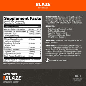 MTN OPS Blaze complément alimentaire en capsules sur fond blanc