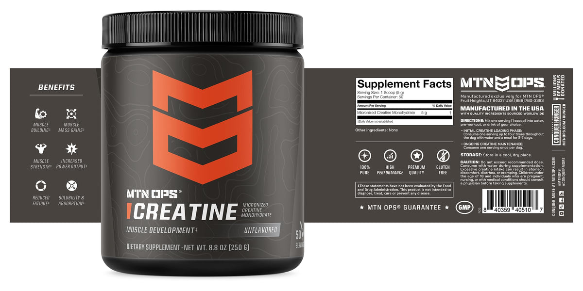 MTN OPS Poudre de Créatine Monohydrate 308g emballage