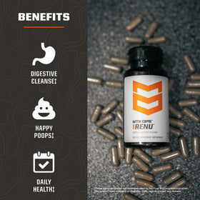 MTN OPS Renu Psyllium Husk 60 Capsules - côté avec étiquette