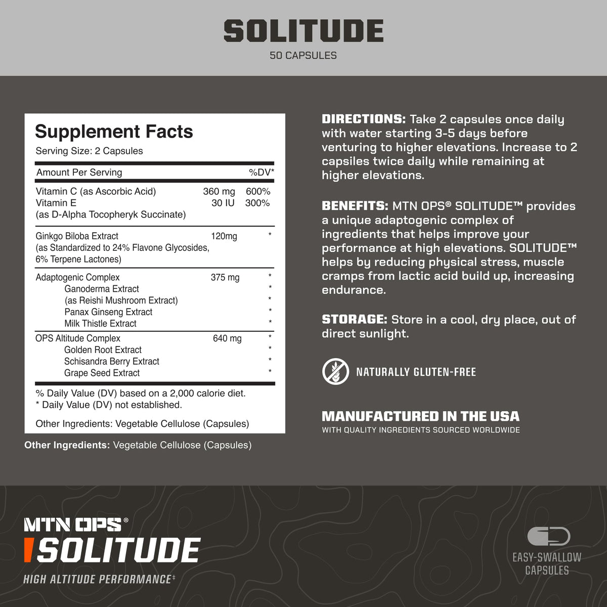 MTN OPS Solitude capsules, vue de face