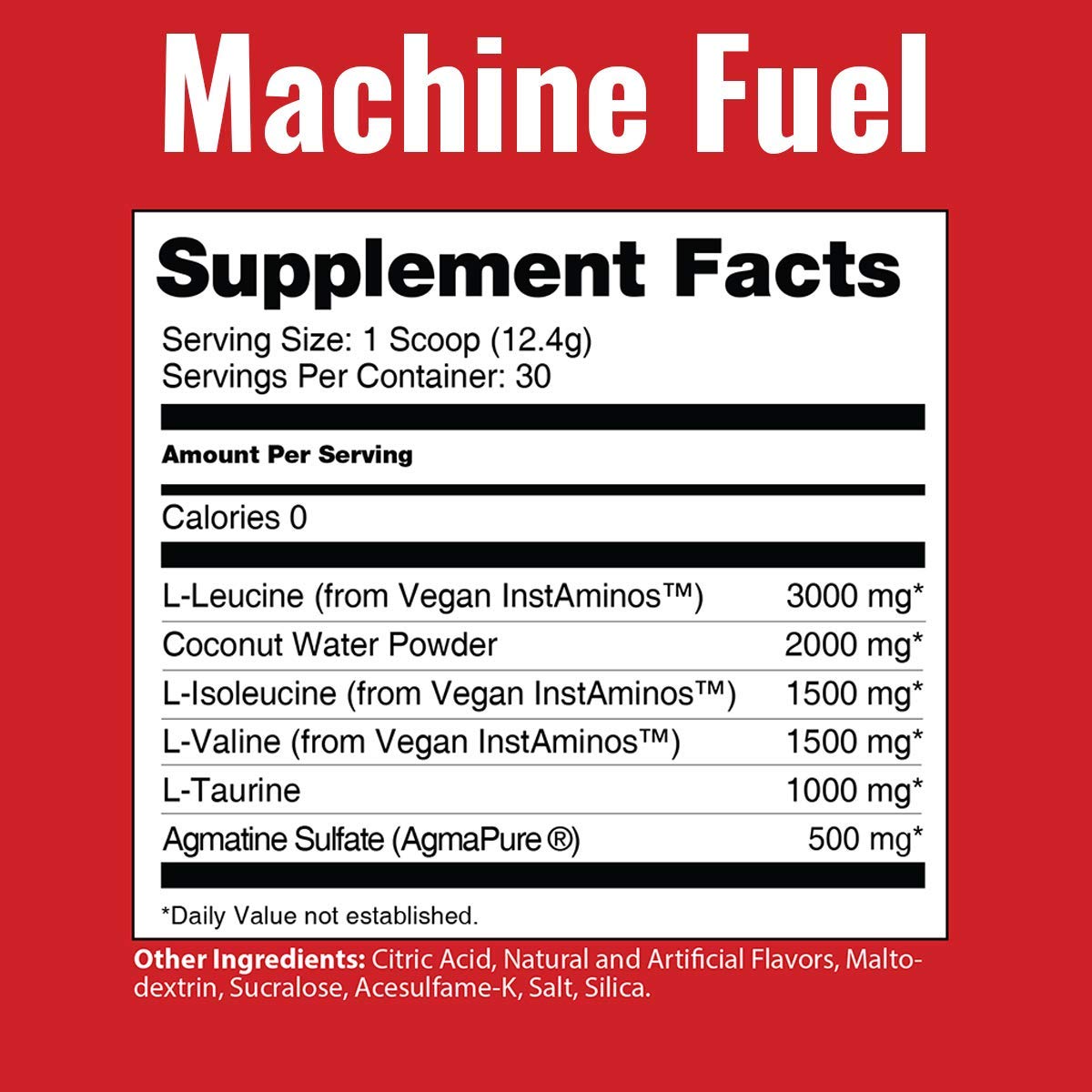MTS Nutrition Machine Fuel packaging with nutritional information