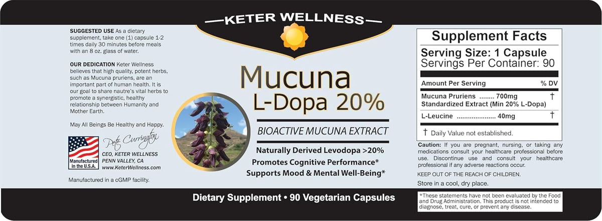Mucuna Pruriens Keter Wellness avec un verre d'eau