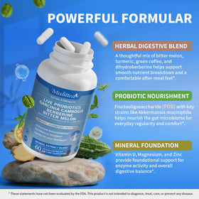 Mulittea complément alimentaire 12-en-1 capsules sur table