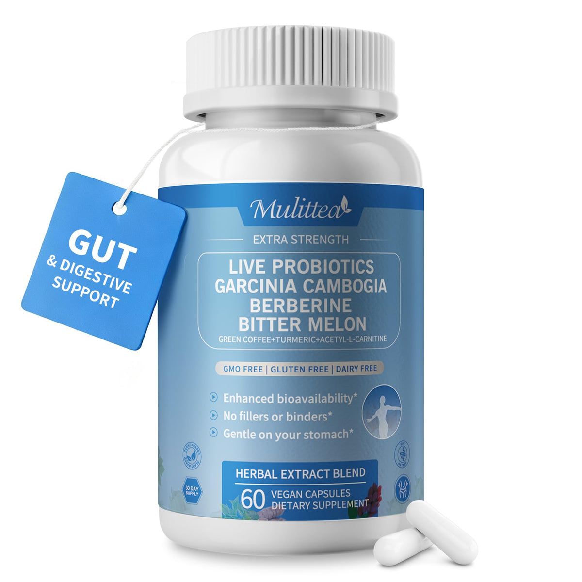 Mulittea complément alimentaire 12-en-1 capsules vue de face