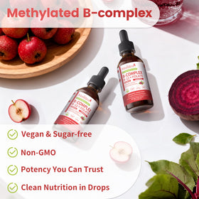 Mulittea Complexe B Méthylé sur table avec complément alimentaire