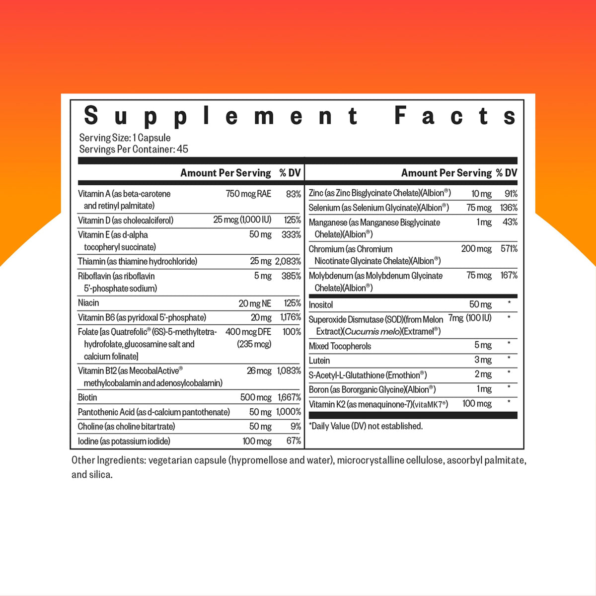 Multivitamin One de Seeking Health, capsules à l'intérieur de la boîte
