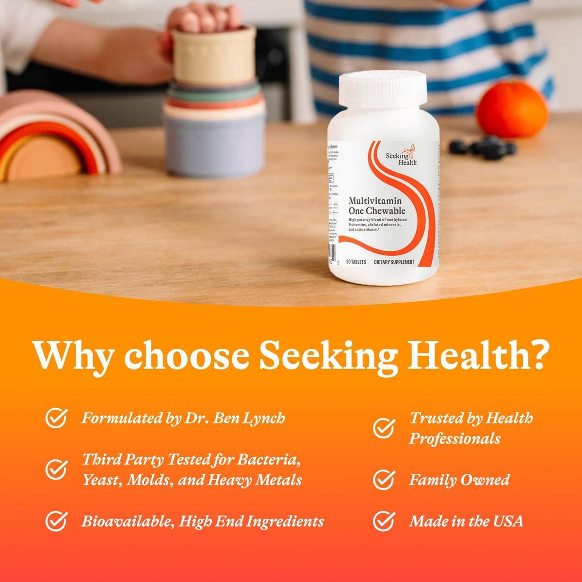 Multivitamine à mâcher Seeking Health, taille des comprimés