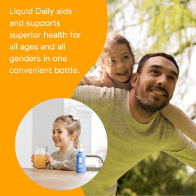 Multivitamine liquide Better Family versé dans un verre
