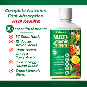 Multivitamine liquide Life's Fortune versé dans un verre