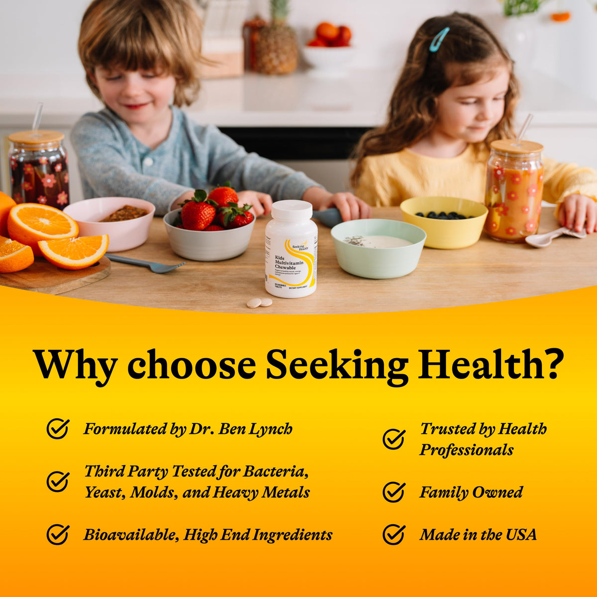 Multivitamine mâchable Seeking Health pour enfants, dosage et instructions