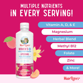 Multivitamine MARYRUTH'S avec des ingrédients naturels en arrière-plan