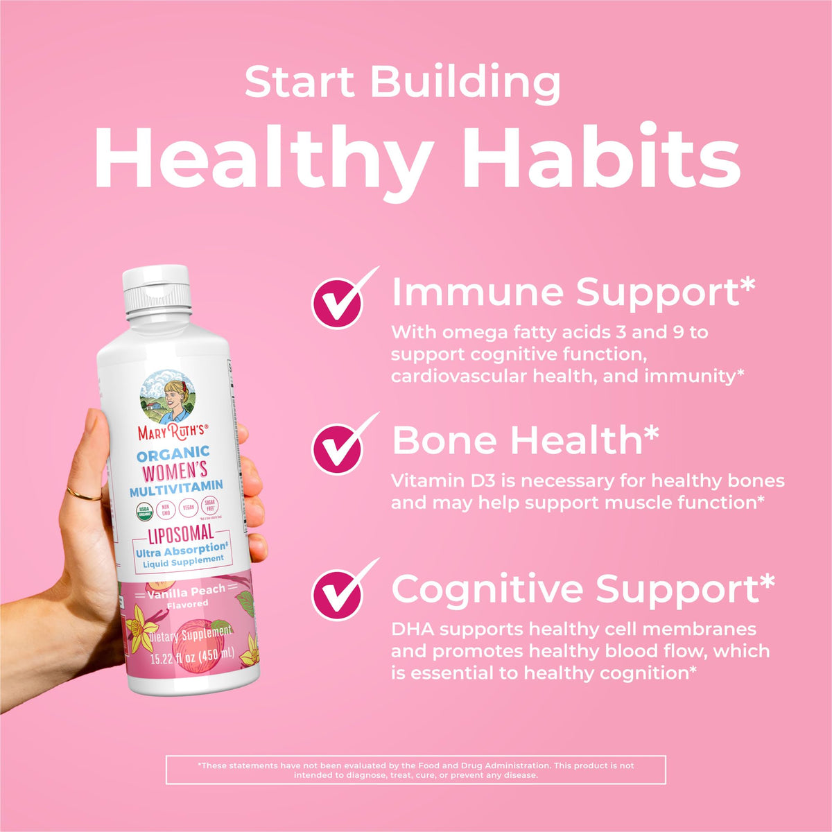 Multivitamine MARYRUTH'S avec un verre d'eau
