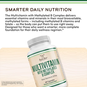Multivitamine Methylée Double Wood 60 Capsules avec étiquette de composition