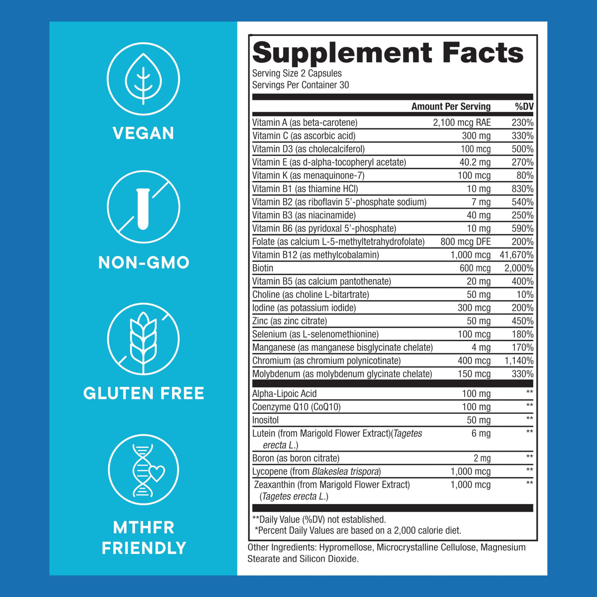Multivitamine méthylée Super Natural Goods 1000mcg B12 arrière