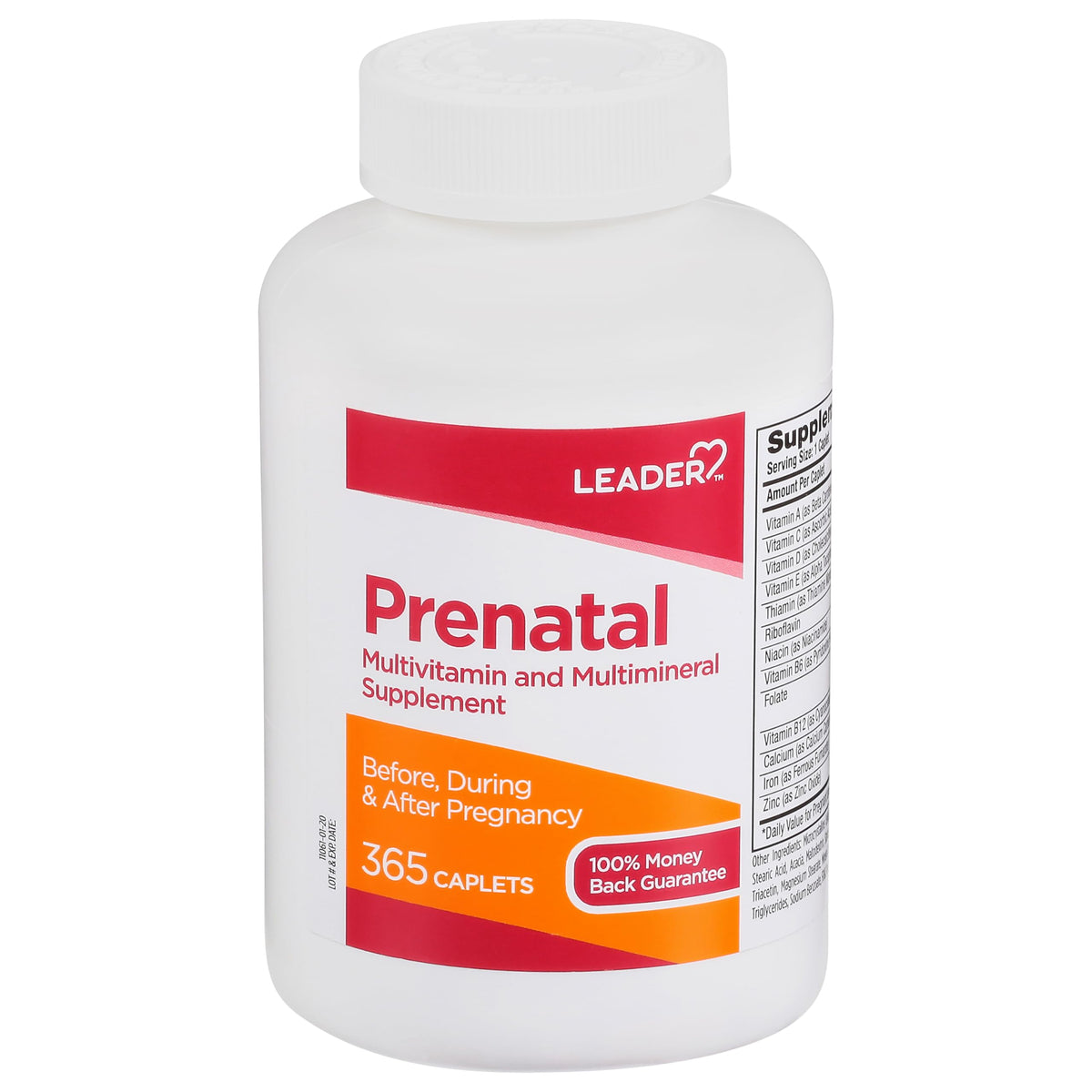 Multivitamine prénatale Leader 800 mcg acide folique vue avant