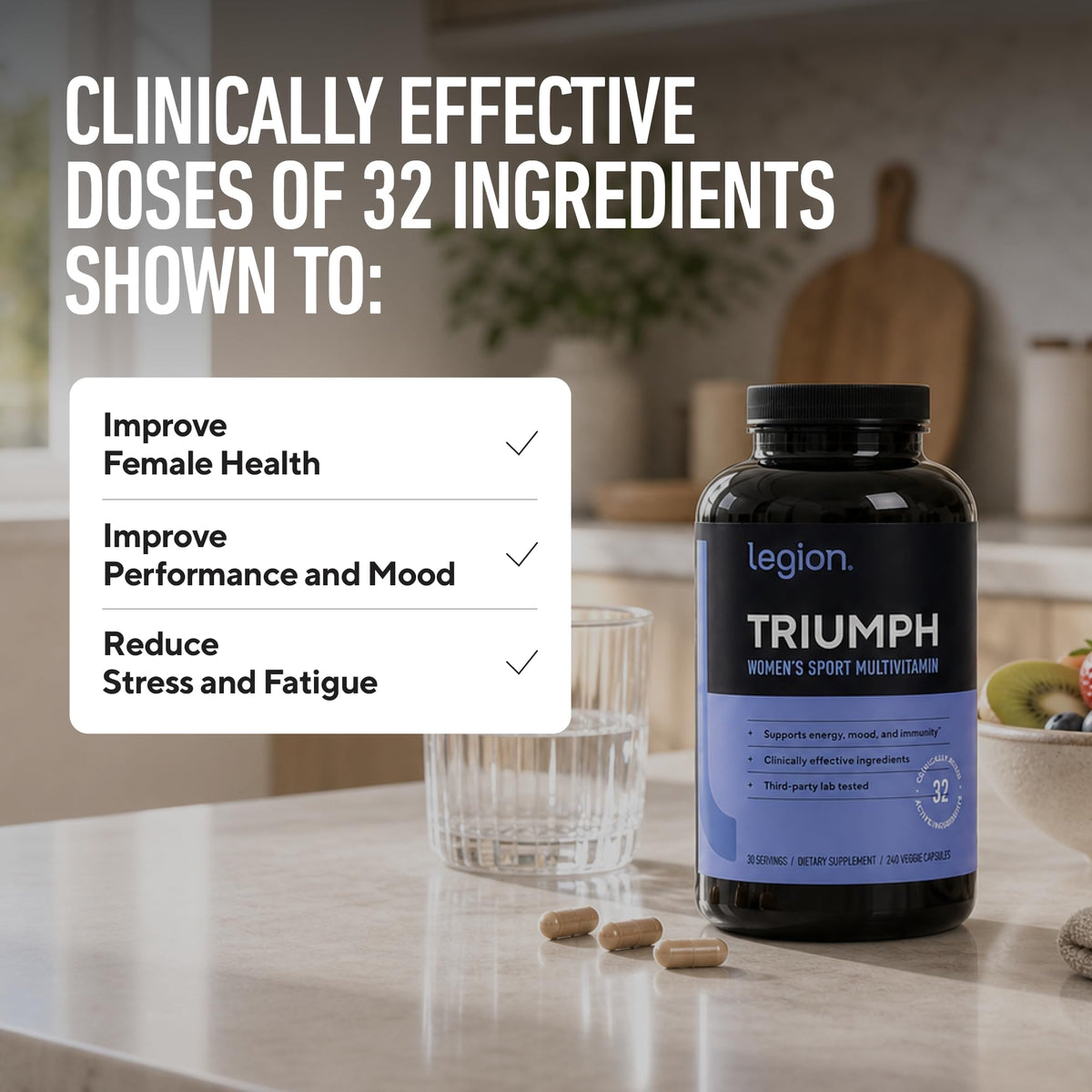 Multivitamine Triumph LEGION sur un fond neutre