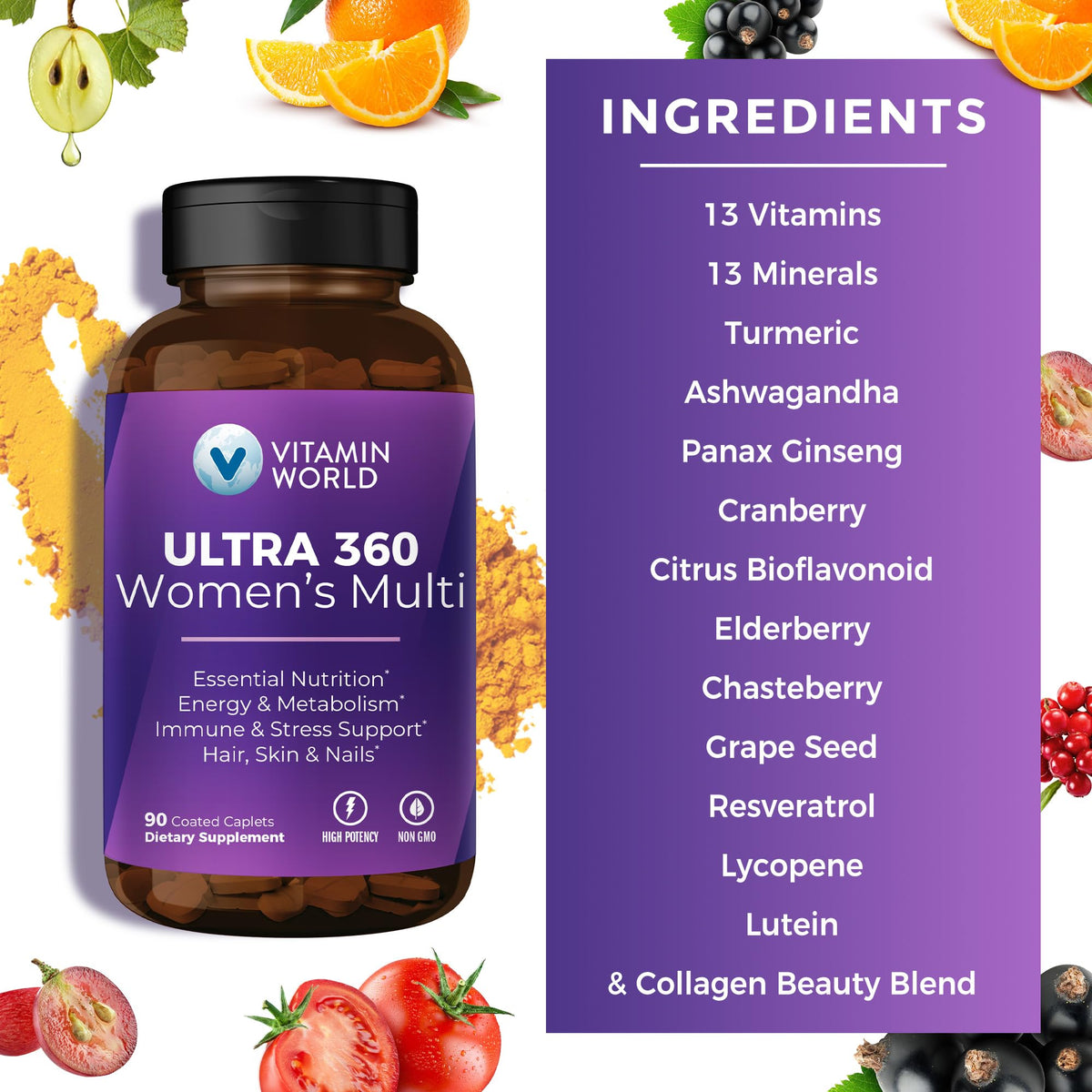 Multivitamine Ultra 360, packaging ouvert sur une table