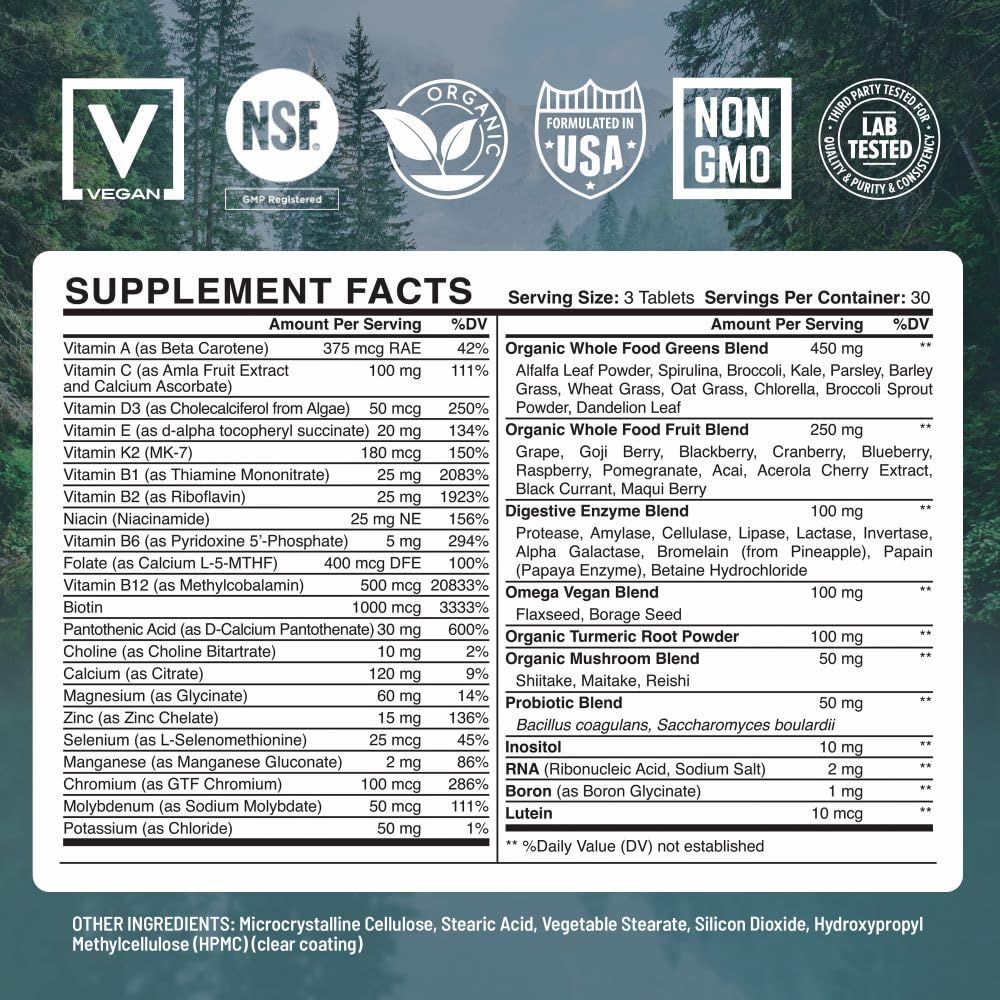 Multivitamines Abundant Earth avec ingrédients naturels
