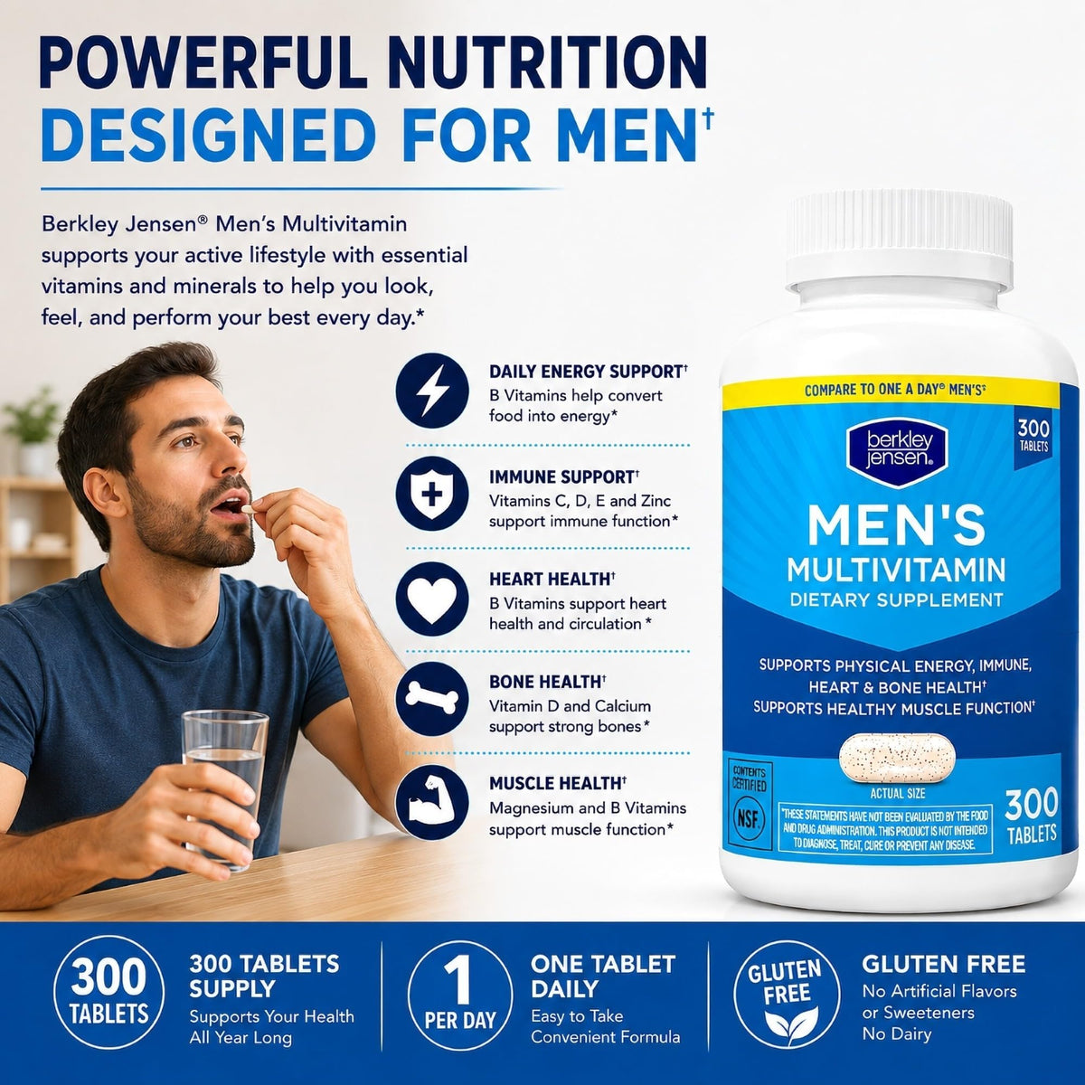 Multivitamines berkley jensen pour hommes avec ingrédients visibles