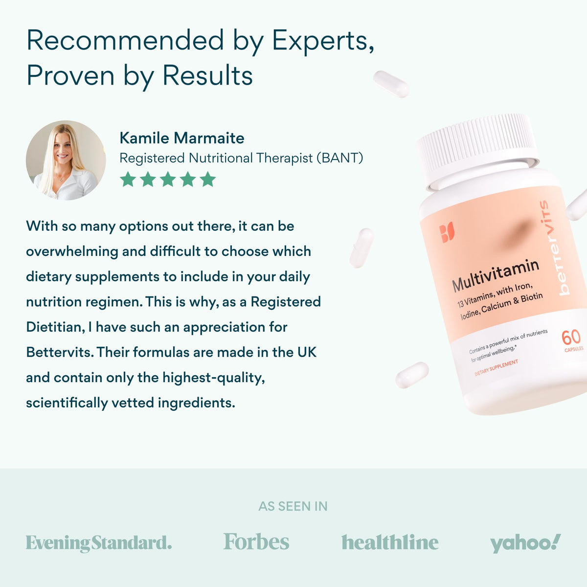 Multivitamines Bettervits à côté d'un carnet de santé