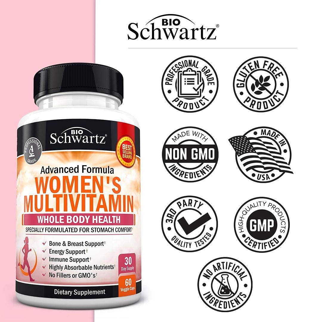 Multivitamines BioSchwartz pour femmes, ingrédients listés sur l'étiquette