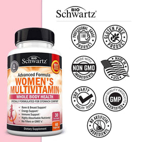 Multivitamines BioSchwartz pour femmes, ingrédients listés sur l'étiquette