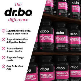 Multivitamines DR. BO pour femmes sur fond blanc