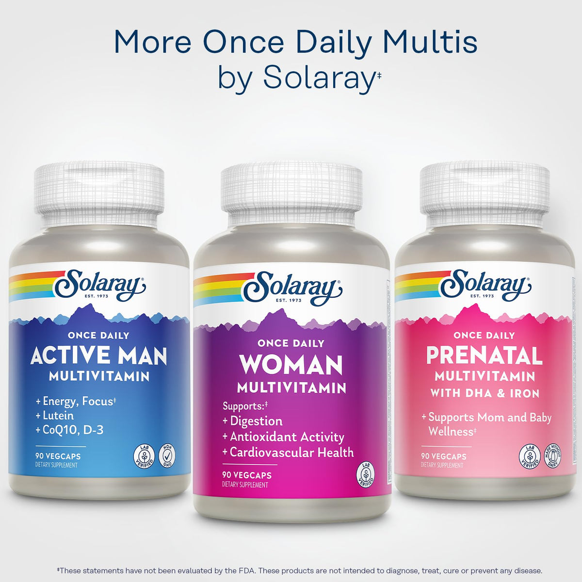 Multivitamines Femme SOLARAY avec une vue d'ensemble des capsules