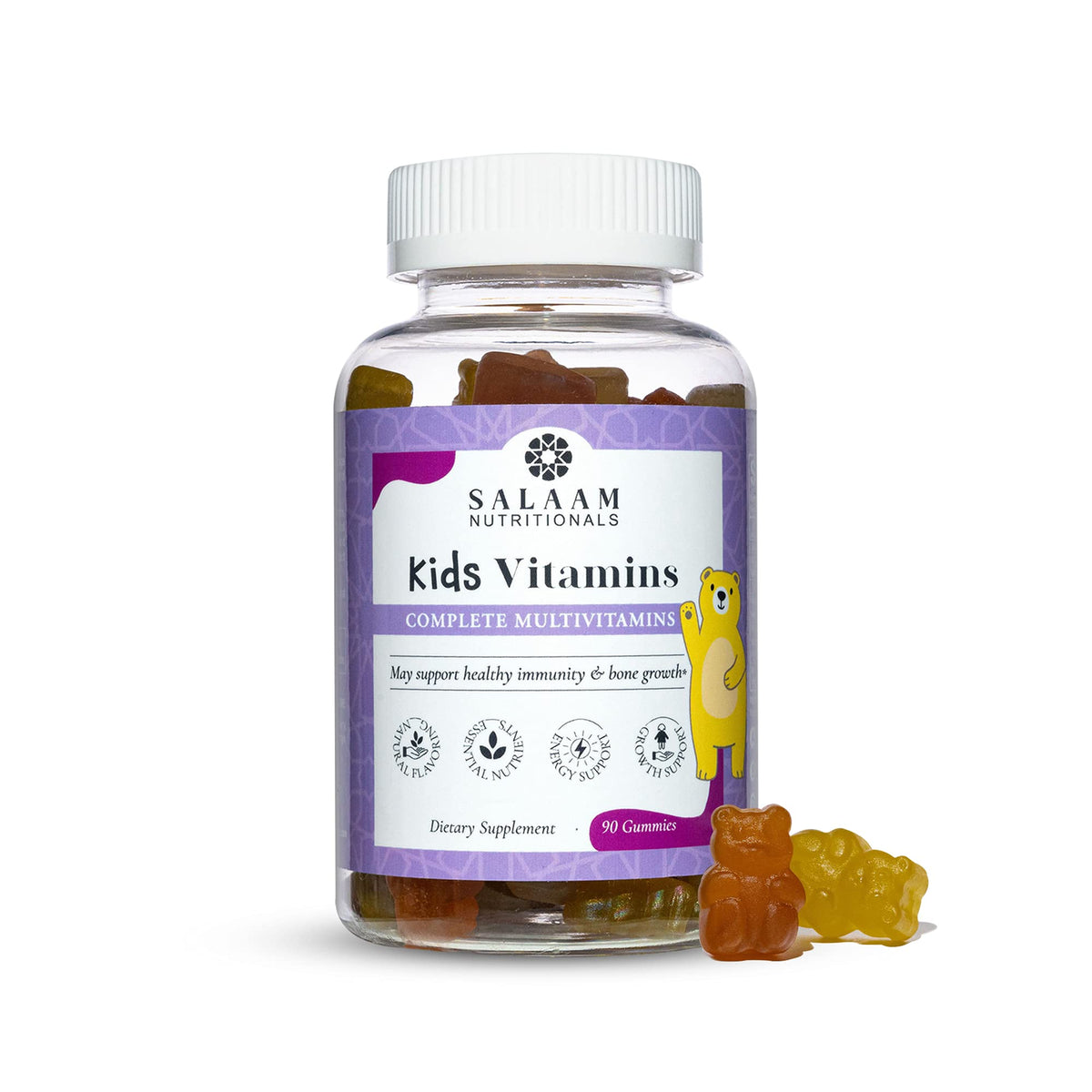 Multivitamines gélifiées Salaam Nutritionals 90 comprimés, vue de face
