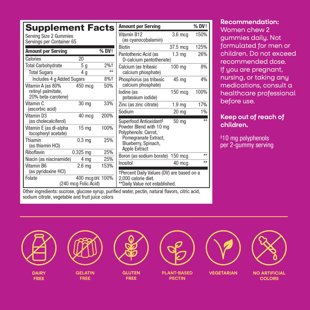 Multivitamines Gummy Femmes Nature's Way sur une table