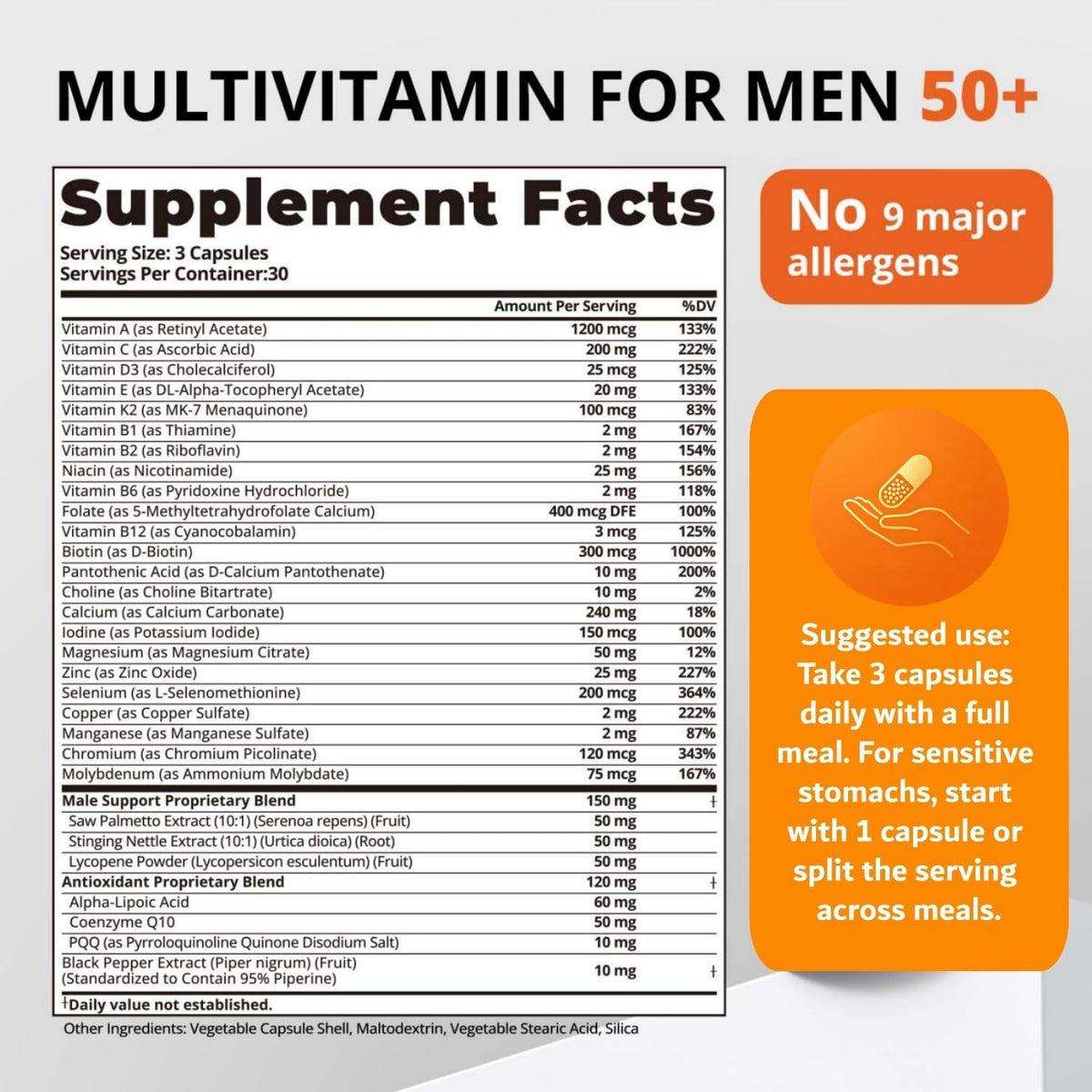 Multivitamines HiWell Absorfyx avec des ingrédients en arrière-plan