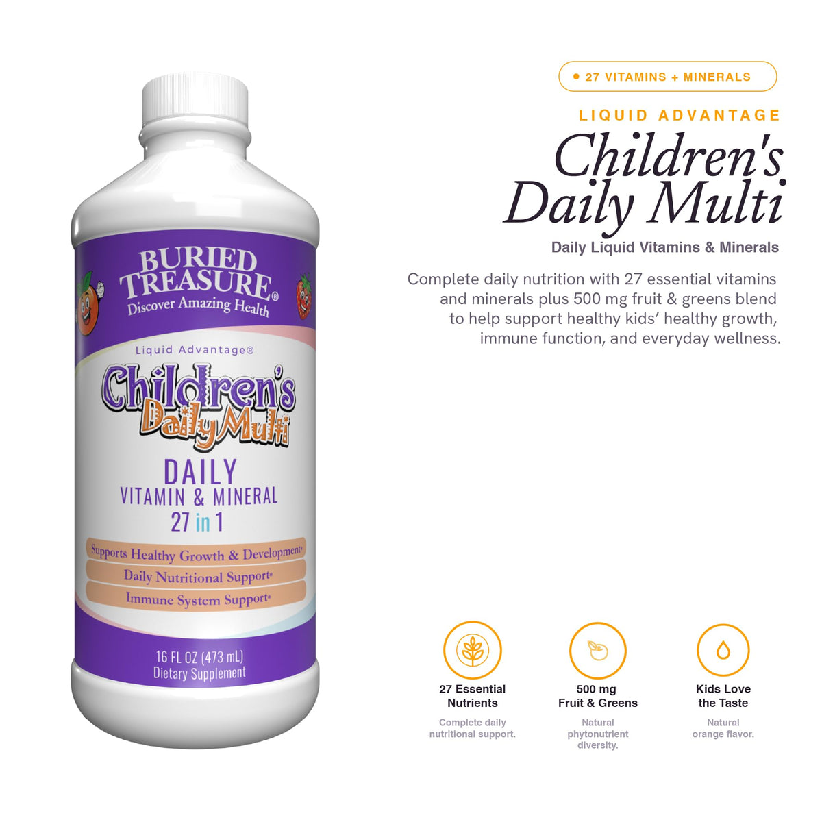 Multivitamines liquides enfants avec fruits et légumes