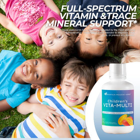 Multivitamines liquides pour enfants Mountain Meadow Herbs, étiquette à l'avant