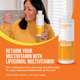 Multivitamines Manna avec des fruits frais en arrière-plan
