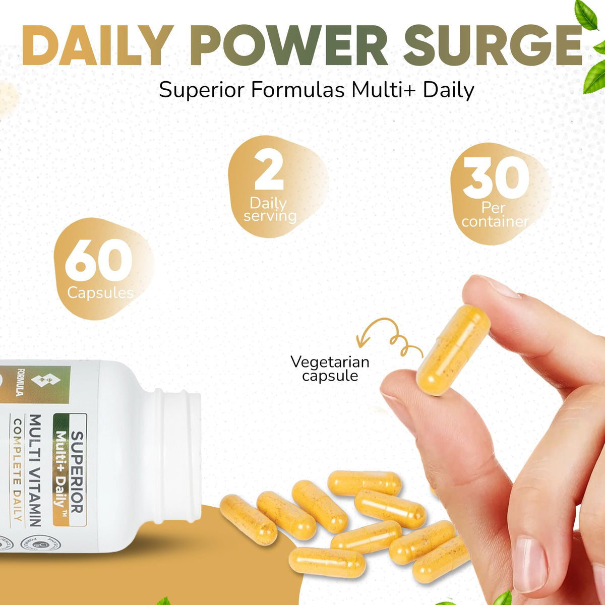 Multivitamines Methylées avec des ingrédients naturels en arrière-plan