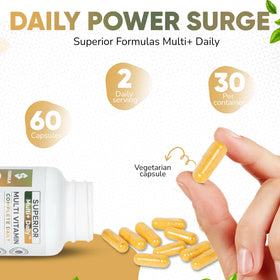 Multivitamines Methylées avec des ingrédients naturels en arrière-plan
