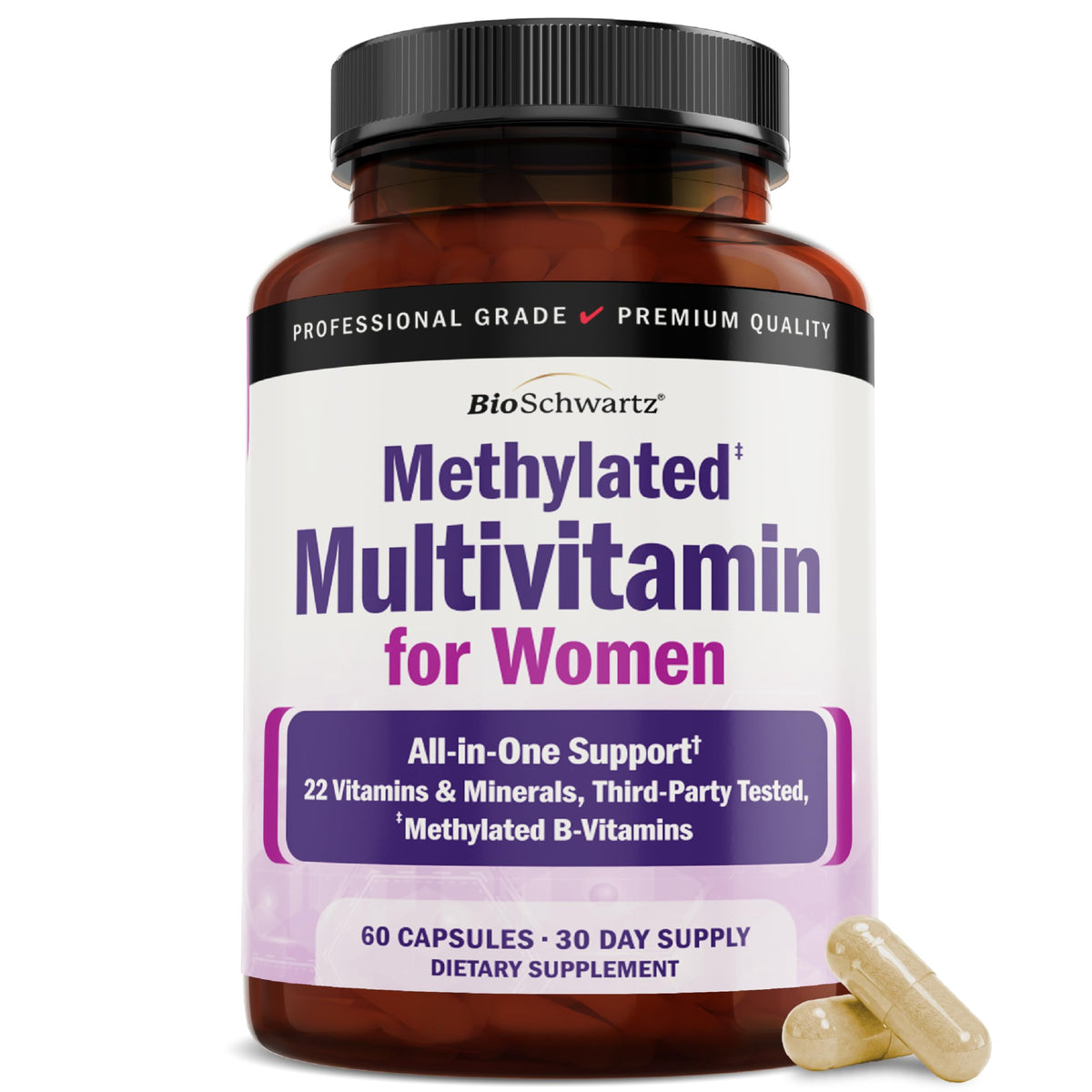 Multivitamines Methylées BioSchwartz pour Femmes - 60 Capsules, vue avant