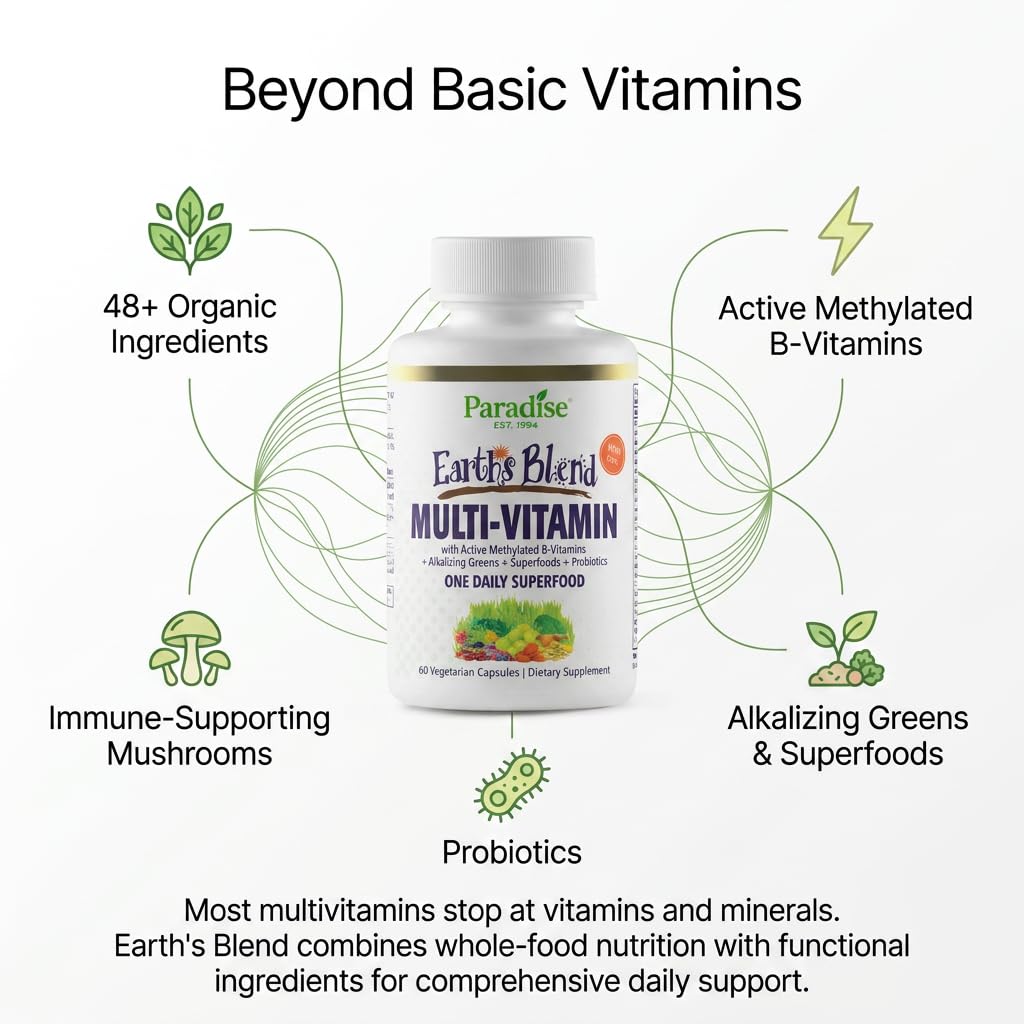 Multivitamines Paradise Herbs 60 capsules en gros plan