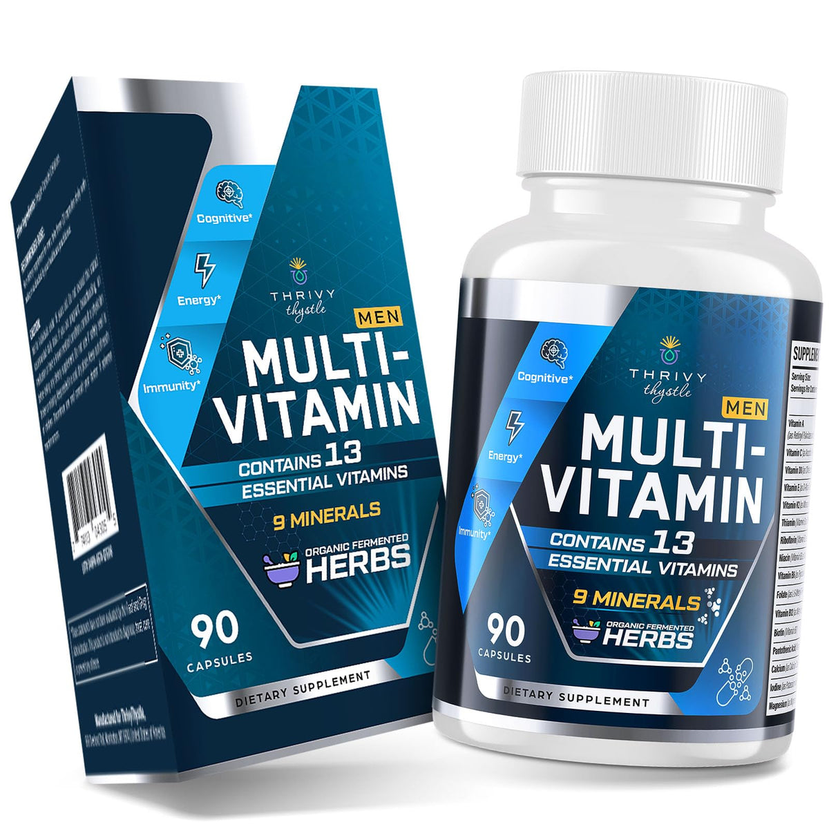 Multivitamines pour Hommes 50+ ThrivyThystle 90 capsules face