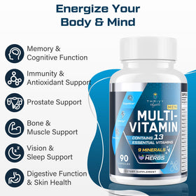 Multivitamines pour Hommes 50+ ThrivyThystle dans son emballage
