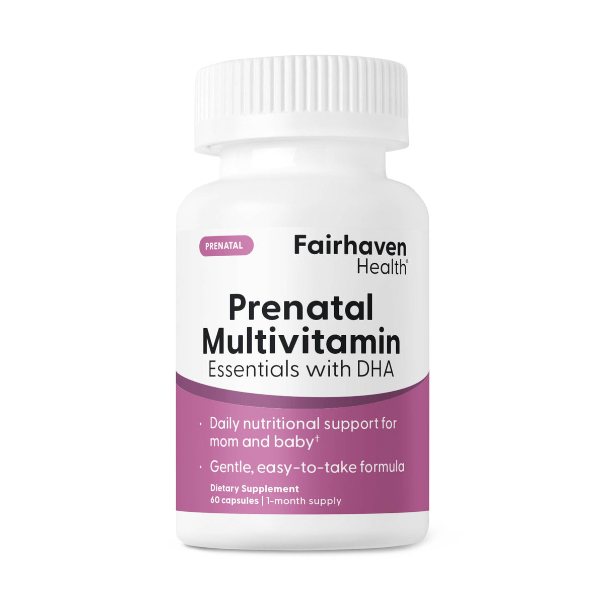 Multivitamines prénatales Fairhaven Health 60 capsules vue de face