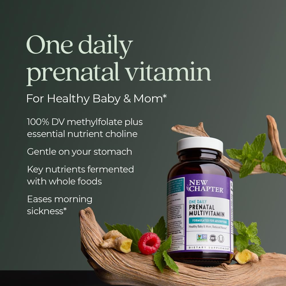 Multivitamines prénatales New Chapter ouverte, contenant des comprimés